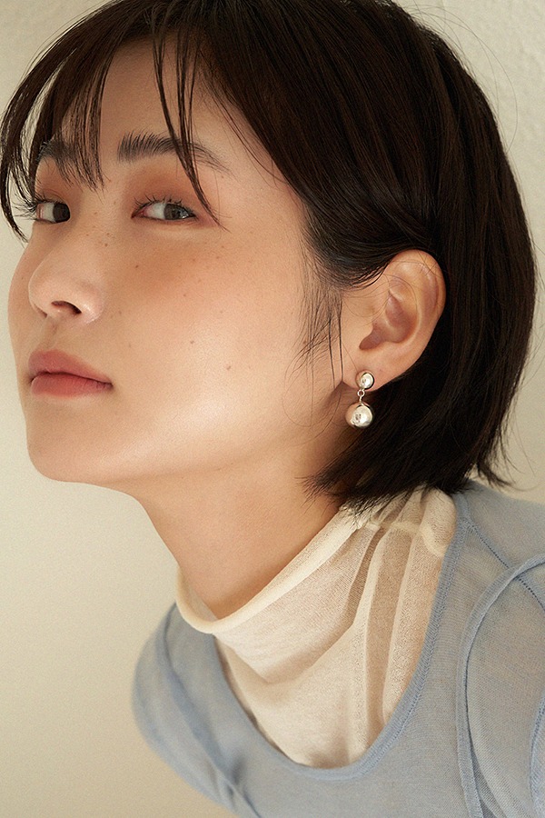 [silver925] half and ball earring