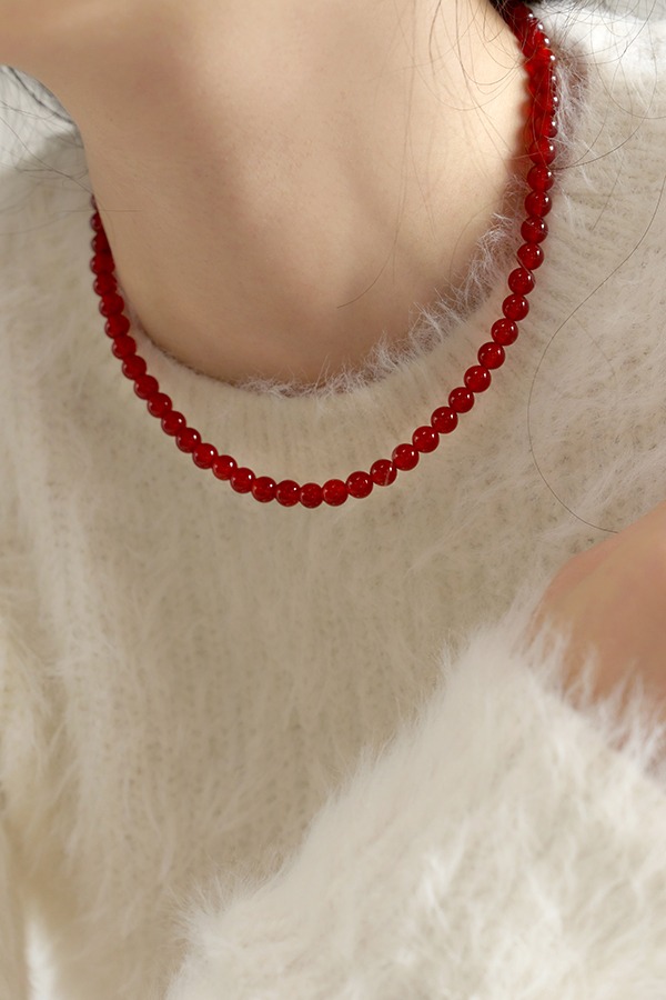 [silver925] red onyx necklace (2size)