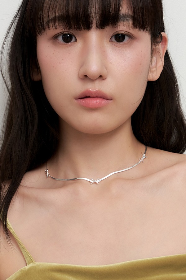 [silver925] ribbon plat chain necklace